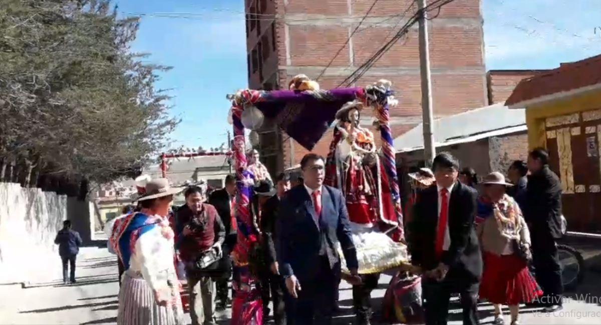 El Santuario de la Puerta en Potosí recibió la visita de San Bartolomé. Foto: Facebook Captura video.